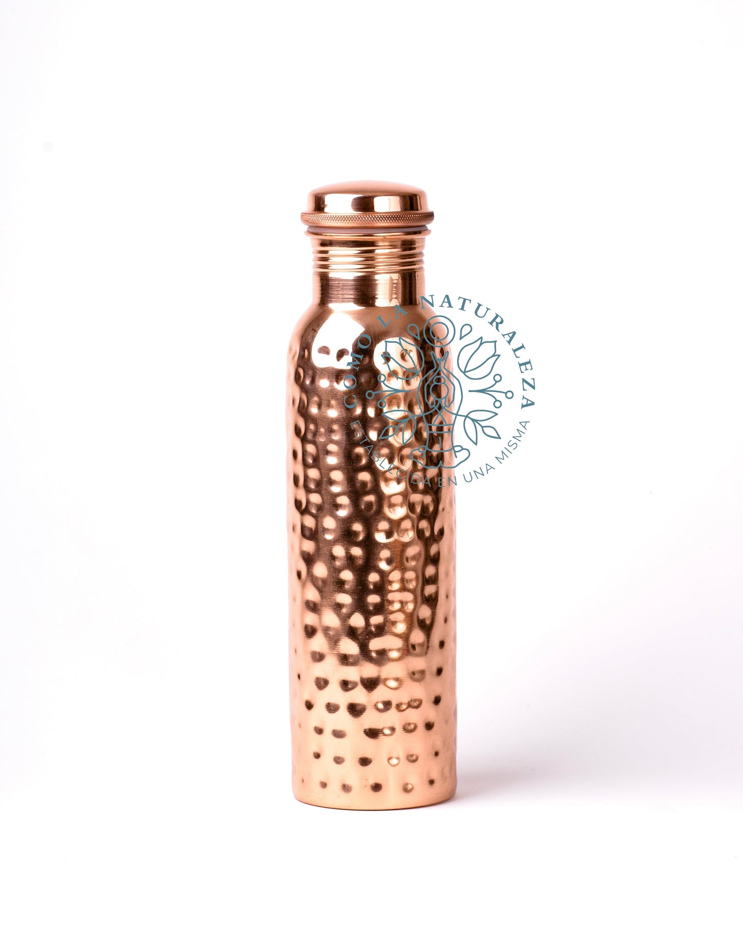 Botella de 1 LITRO Modelo “Martillada” acabado brillante 100% COBRE